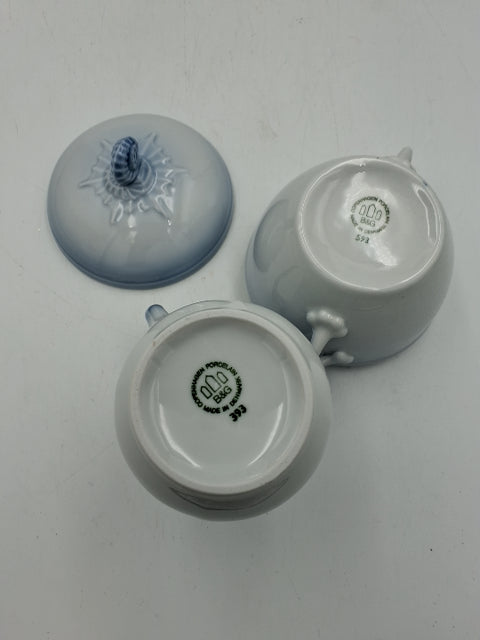 B&G blå tone kande og skålesæt #1